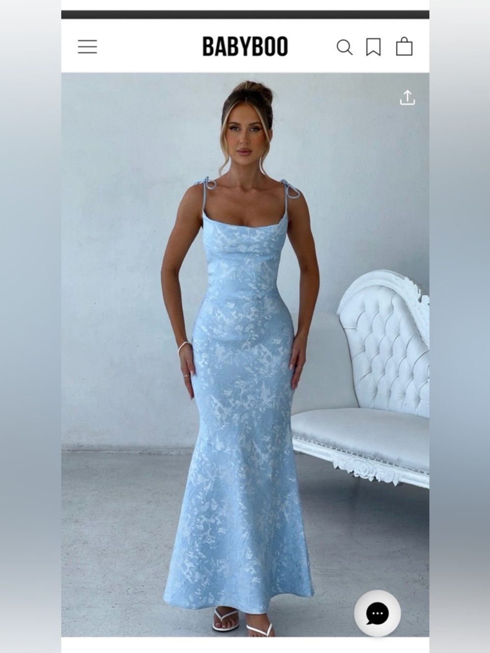 Babyboo Light Blue Floral Lace Maxi Dress with Tie Straps